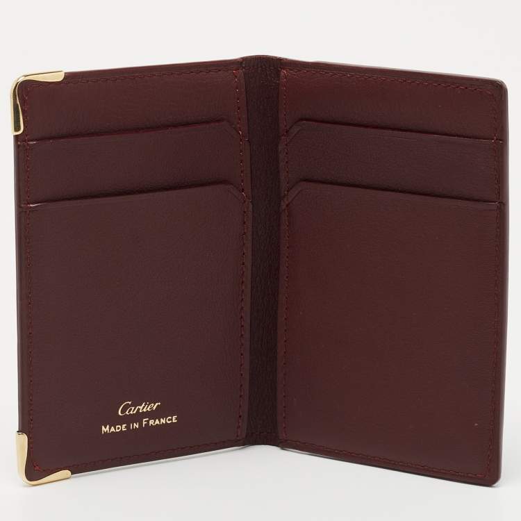 Pre Owned Cartier Burgundy Leather Must De Cartier Card Holder