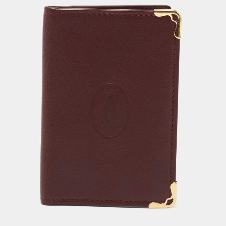 Pre Owned Cartier Burgundy Leather Must De Cartier Card Holder
