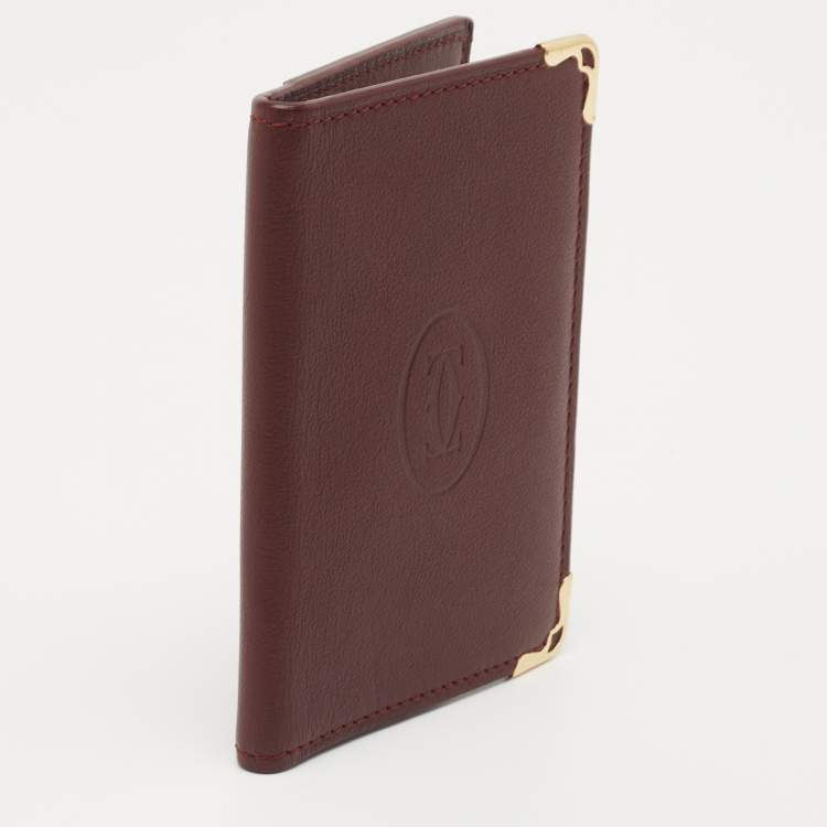 Pre Owned Cartier Burgundy Leather Must De Cartier Card Holder