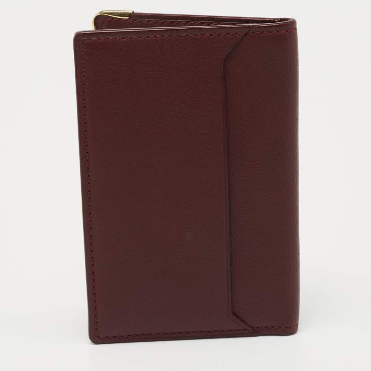 Pre Owned Cartier Burgundy Leather Must De Cartier Card Holder