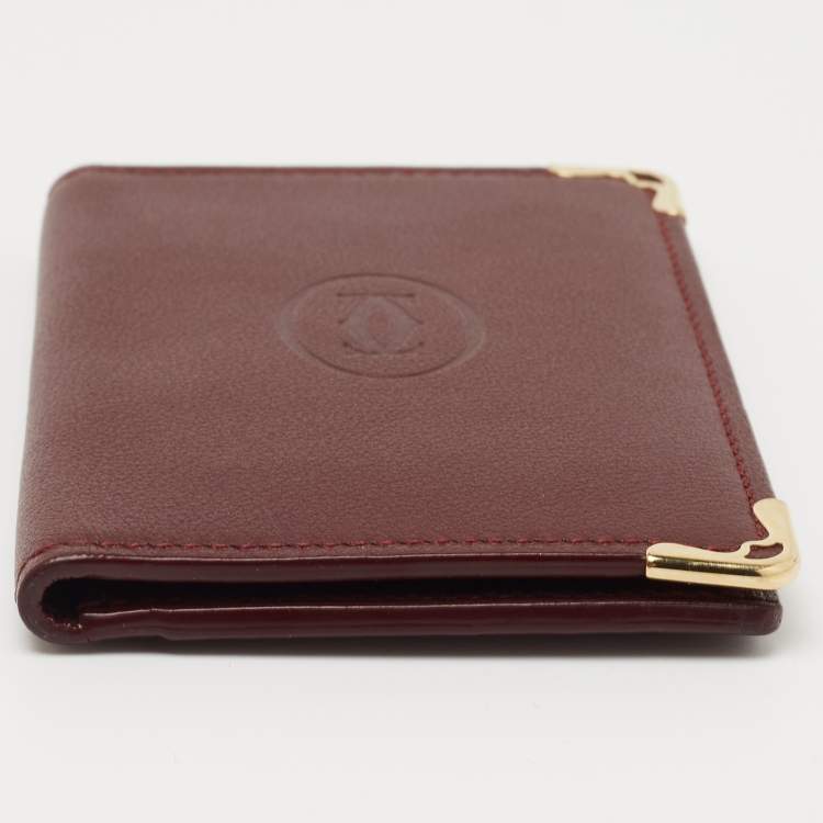 Pre Owned Cartier Burgundy Leather Must De Cartier Card Holder