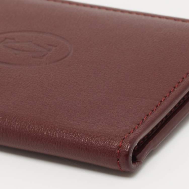 Pre Owned Cartier Burgundy Leather Must De Cartier Card Holder