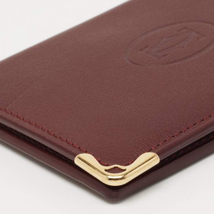 Pre Owned Cartier Burgundy Leather Must De Cartier Card Holder