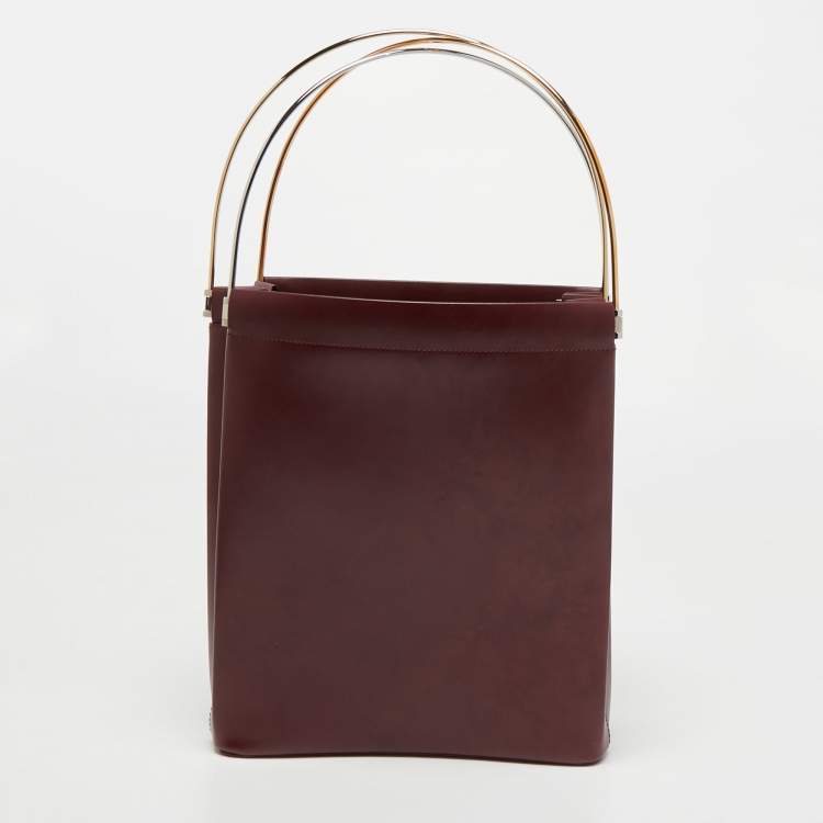 Pre Owned Cartier Burgundy Leather Trinity Bag