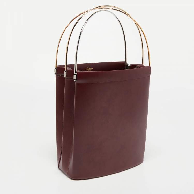 Pre Owned Cartier Burgundy Leather Trinity Bag
