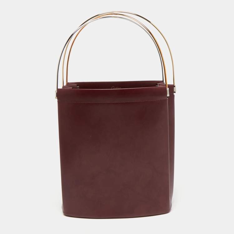 Pre Owned Cartier Burgundy Leather Trinity Bag