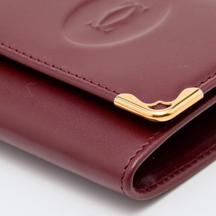 مملوكة مسبقًا Cartier Burgundy Leather Must De Cartier Square Coin Purse
