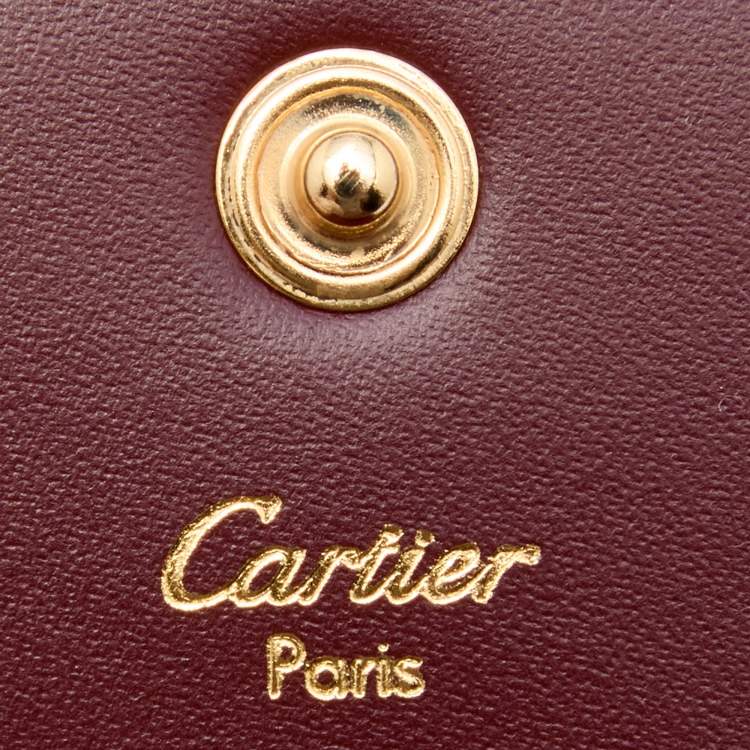 مملوكة مسبقًا Cartier Burgundy Leather Must De Cartier Square Coin Purse