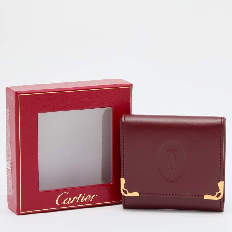 مملوكة مسبقًا Cartier Burgundy Leather Must De Cartier Square Coin Purse