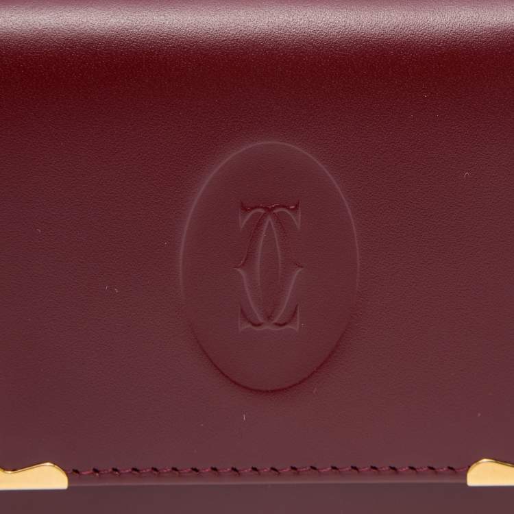 مملوكة مسبقًا Cartier Burgundy Leather Must De Cartier Square Coin Purse