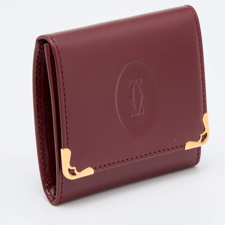 مملوكة مسبقًا Cartier Burgundy Leather Must De Cartier Square Coin Purse