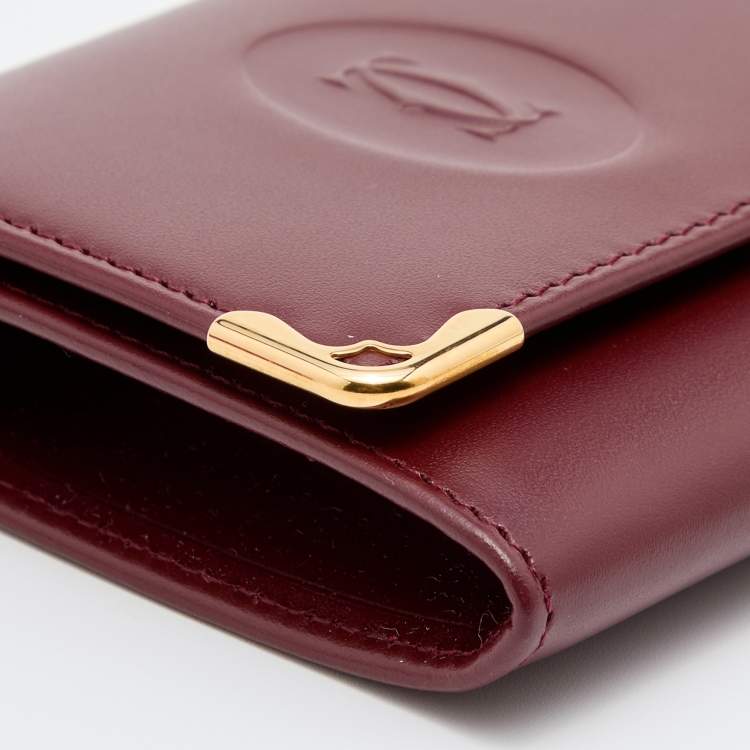 مملوكة مسبقًا Cartier Burgundy Leather Must De Cartier Square Coin Purse