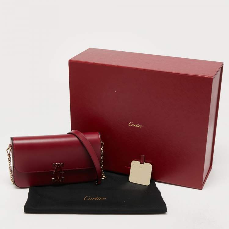 Pre Owned Cartier Red Leather Double C de Cartier Shoulder Bag
