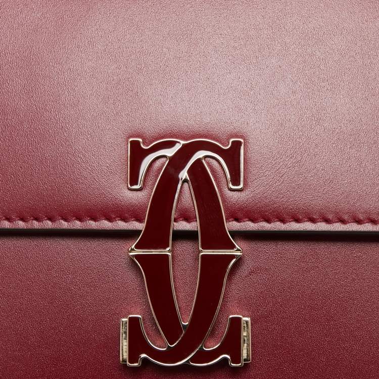 Pre Owned Cartier Red Leather Double C de Cartier Shoulder Bag