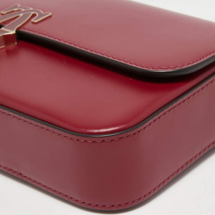 Pre Owned Cartier Red Leather Double C de Cartier Shoulder Bag