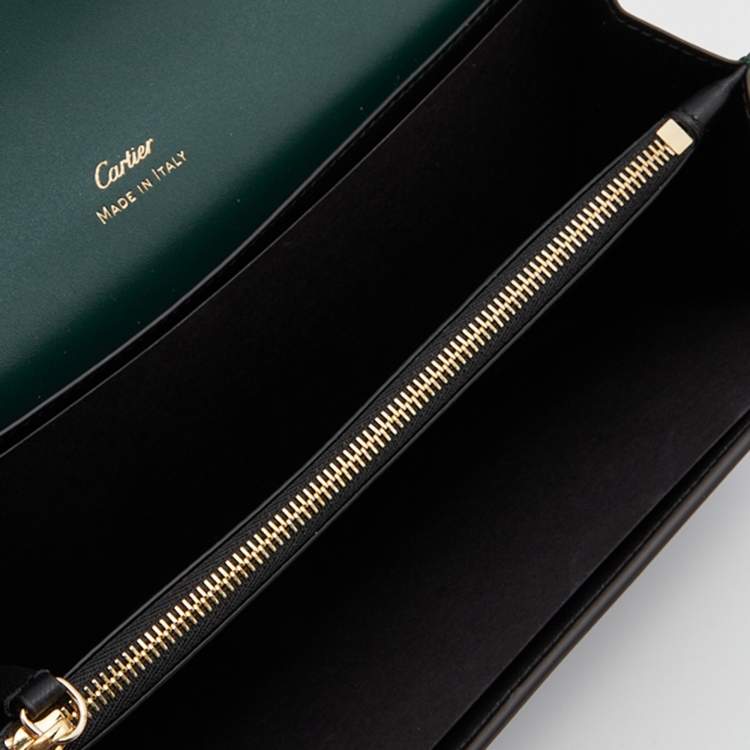 Pre Owned Cartier Green Leather Double C de Cartier Flap International Continental Wallet