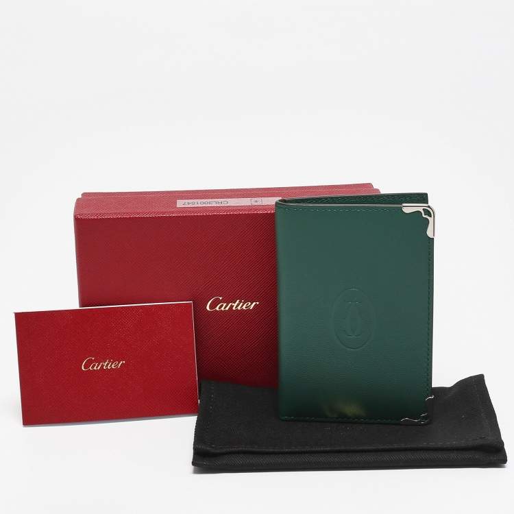 Pre Owned Cartier Green Leather Must de Cartier 4CC Card Holder