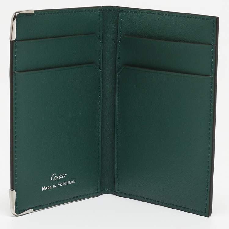 Pre Owned Cartier Green Leather Must de Cartier 4CC Card Holder