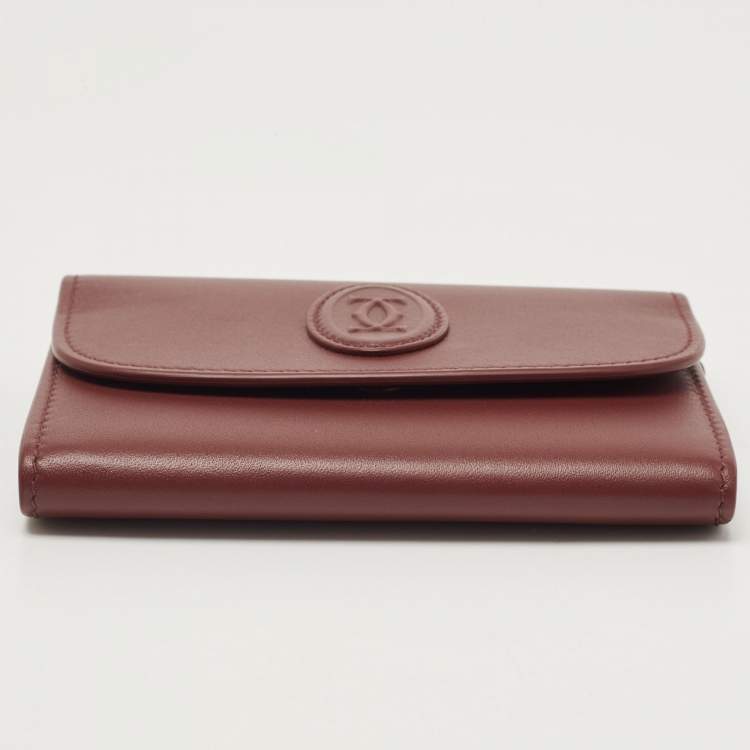 Pre Owned Cartier Burgundy Leather Mini Must de Cartier Wallet 