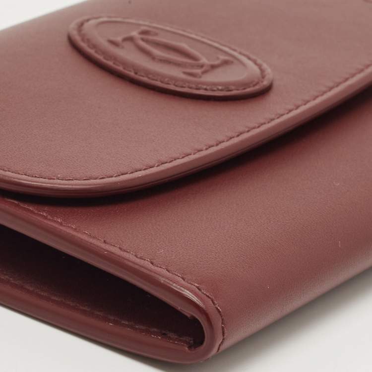 Pre Owned Cartier Burgundy Leather Mini Must de Cartier Wallet 