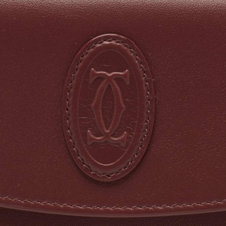 Pre Owned Cartier Burgundy Leather Mini Must de Cartier Wallet 