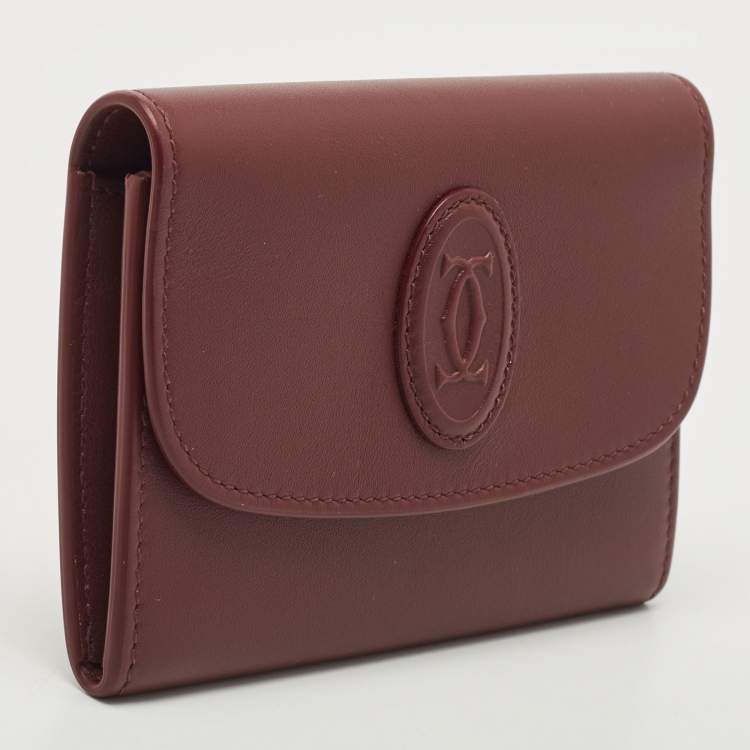 Pre Owned Cartier Burgundy Leather Mini Must de Cartier Wallet 
