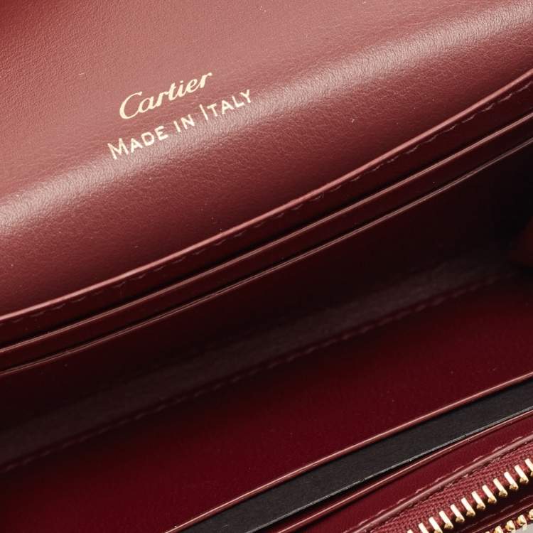 Pre Owned Cartier Burgundy Leather Mini Must de Cartier Wallet 