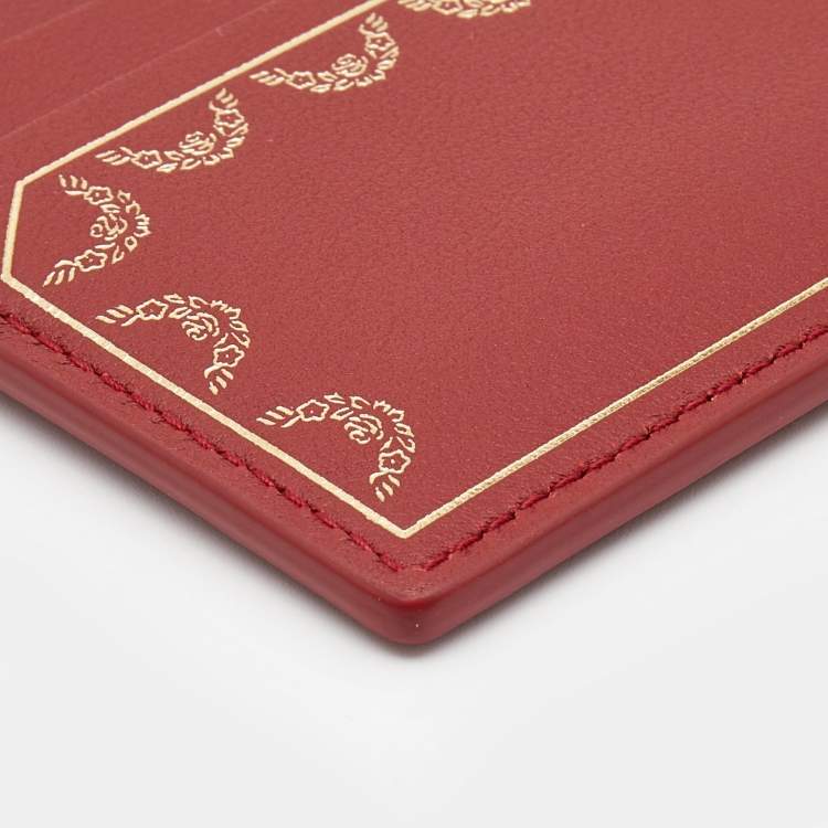 Pre Owned Cartier Red Leather Guirlande de Cartier Card Holder