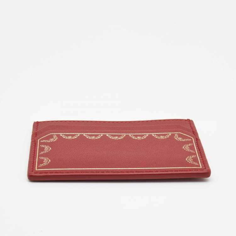 Pre Owned Cartier Red Leather Guirlande de Cartier Card Holder
