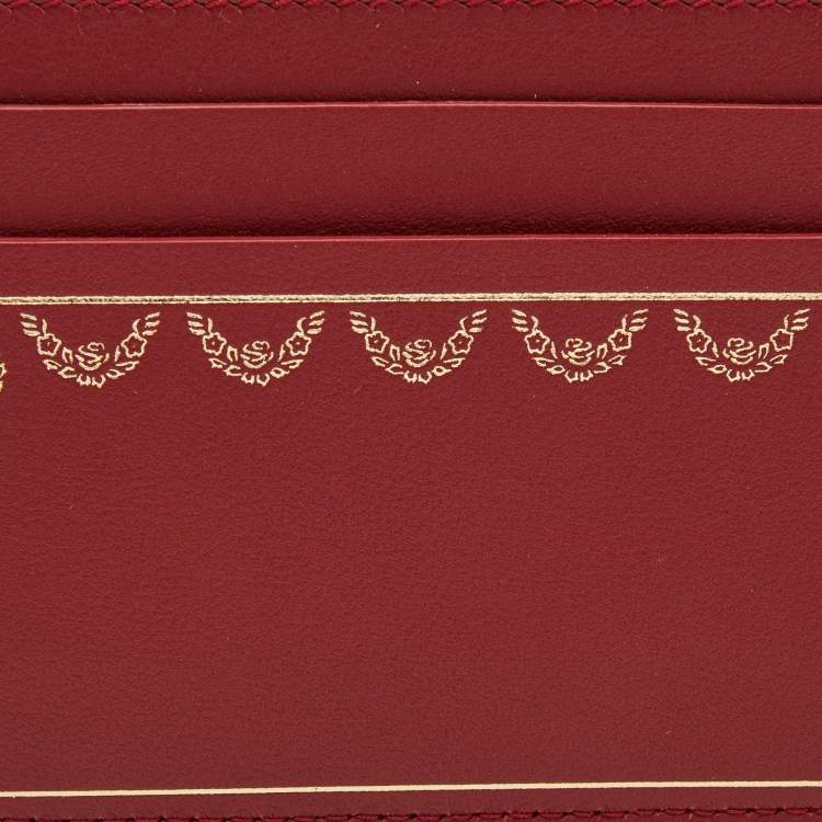 Pre Owned Cartier Red Leather Guirlande de Cartier Card Holder