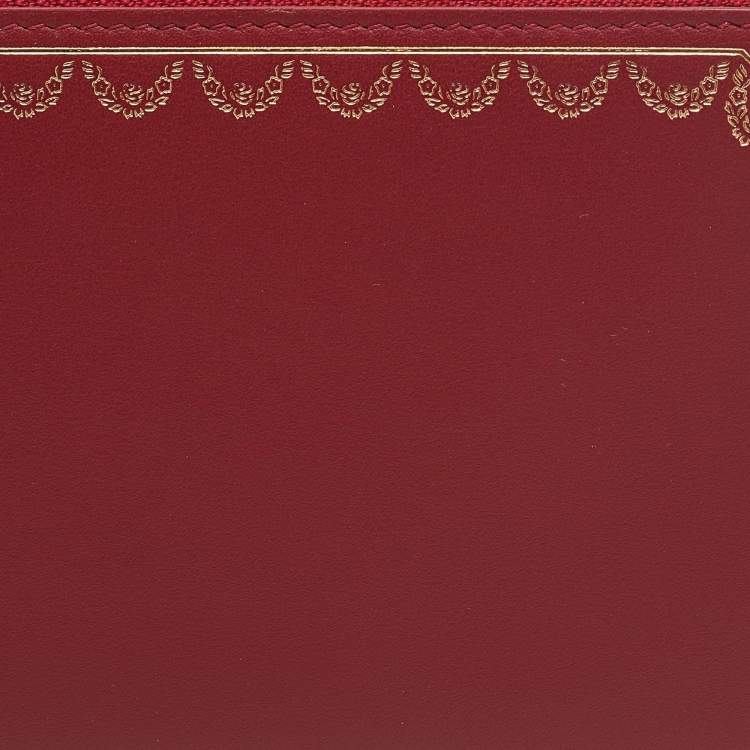 مملوكة مسبقًا Cartier Red Leather Guirlande de Cartier Zip Around Wallet