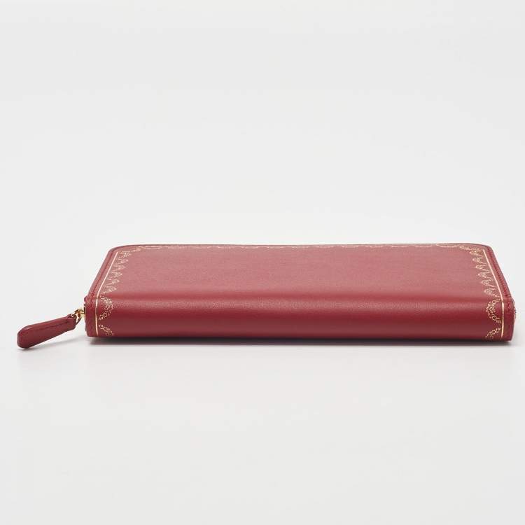 مملوكة مسبقًا Cartier Red Leather Guirlande de Cartier Zip Around Wallet