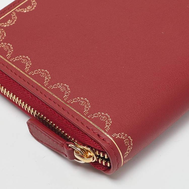 مملوكة مسبقًا Cartier Red Leather Guirlande de Cartier Zip Around Wallet