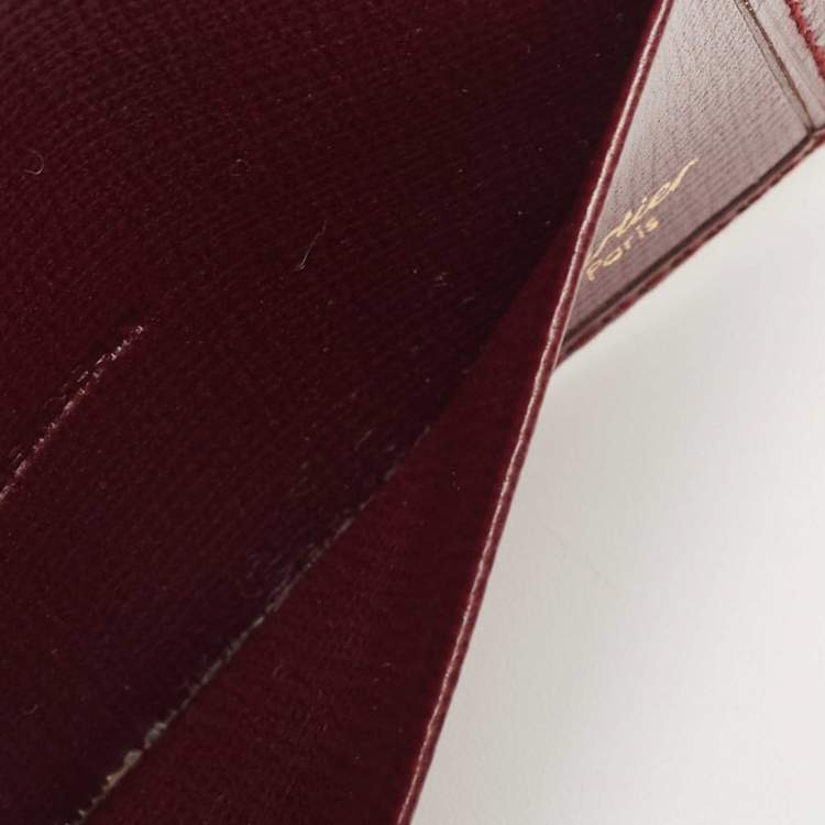 Pre Owned Cartier Burgundy Leather Must de Cartier Bifold Card Case