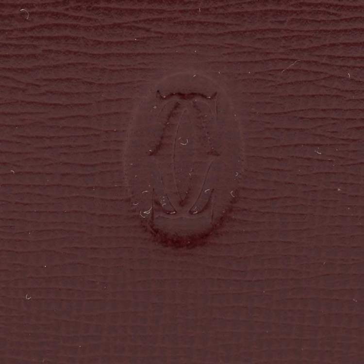 Pre Owned Cartier Burgundy Leather Must de Cartier Bifold Card Case