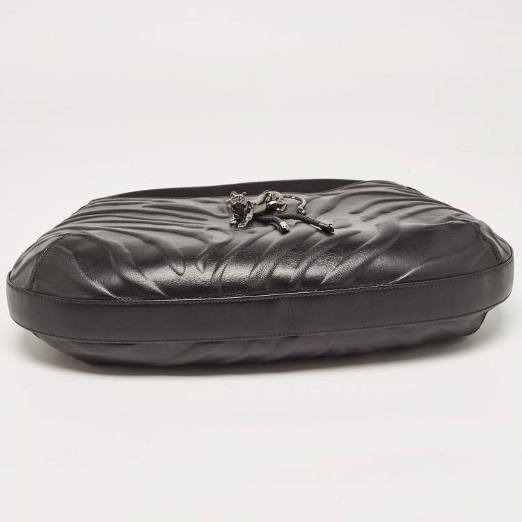 Pre Owned Cartier Black Leather Medium Panthere de Cartier Bag