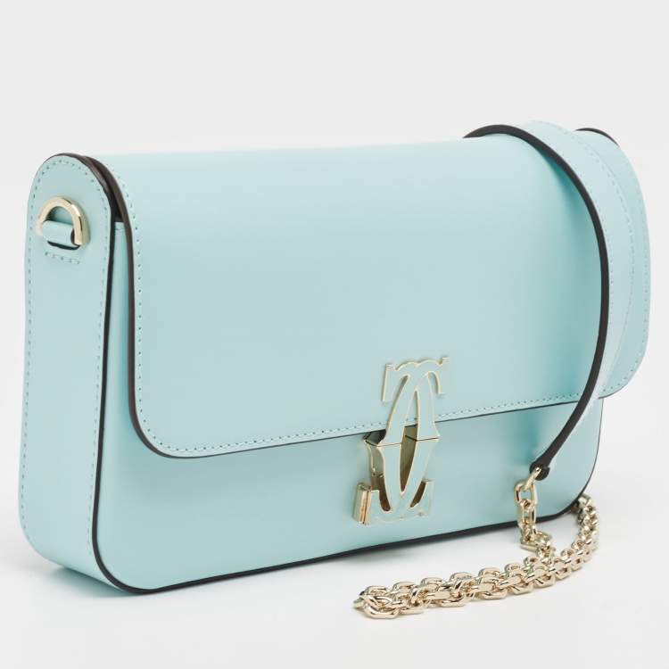 Pre Owned Cartier Baby Blue Leather Mini C De Cartier Chain Bag