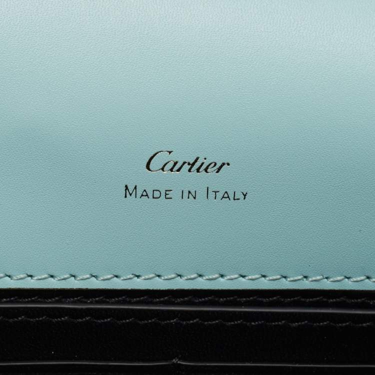 Pre Owned Cartier Baby Blue Leather Mini C De Cartier Chain Bag