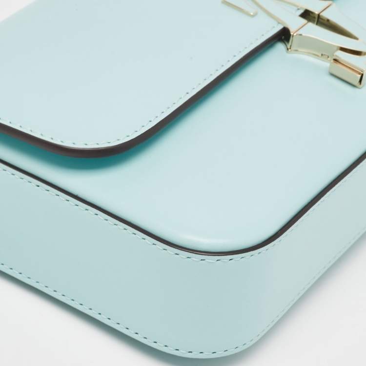 Pre Owned Cartier Baby Blue Leather Mini C De Cartier Chain Bag
