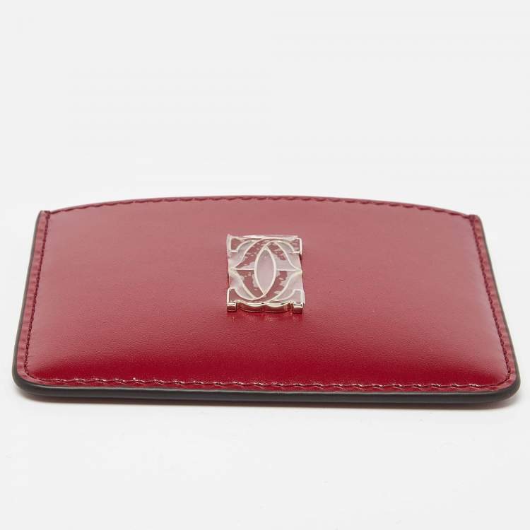 Pre Owned Cartier Red Leather Double C De Cartier Card Holder 