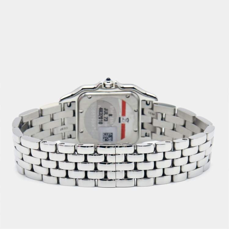 مملوكة مسبقًا Cartier Silver Stainless Steel Diamond Panthere De Cartier W4PN0008 Women's Wristwatch 29 mm