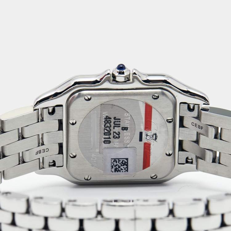 مملوكة مسبقًا Cartier Silver Stainless Steel Diamond Panthere De Cartier W4PN0008 Women's Wristwatch 29 mm