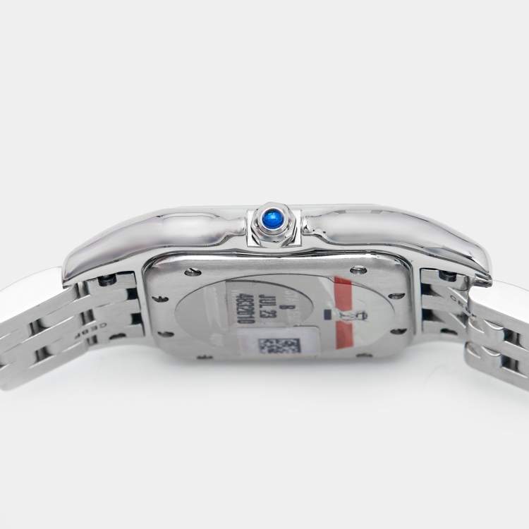 مملوكة مسبقًا Cartier Silver Stainless Steel Diamond Panthere De Cartier W4PN0008 Women's Wristwatch 29 mm