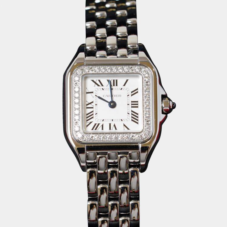 Pre Owned Cartier Panthere W4PN0016 Quartz White Stainless Steel  Women's Wristwatch 23 mm x 30 mm