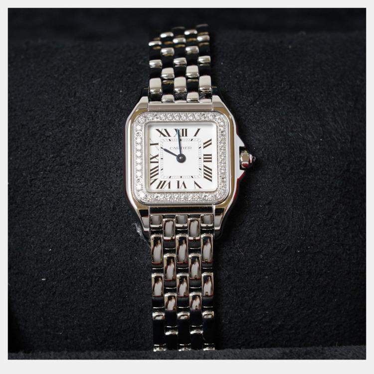 Pre Owned Cartier Panthere W4PN0016 Quartz White Stainless Steel  Women's Wristwatch 23 mm x 30 mm