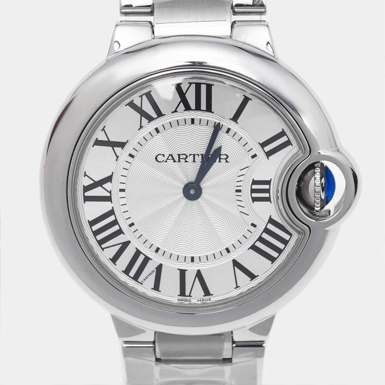 Pre Owned Cartier Ballon Bleu W6920084 Silver Dial Stainless Steel Women's Wristwatch 33 mm