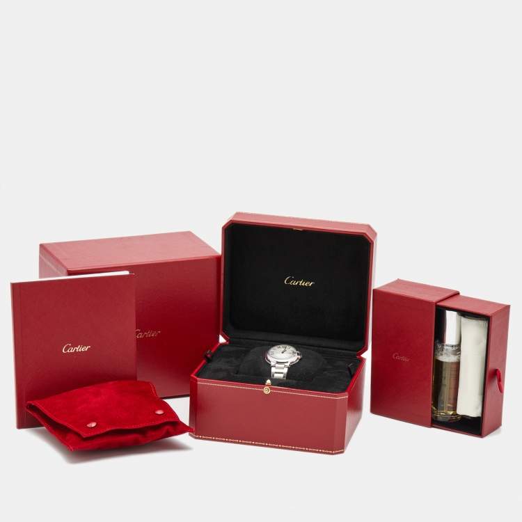 Pre Owned Cartier Ballon Bleu W6920084 Silver Dial Stainless Steel Women's Wristwatch 33 mm