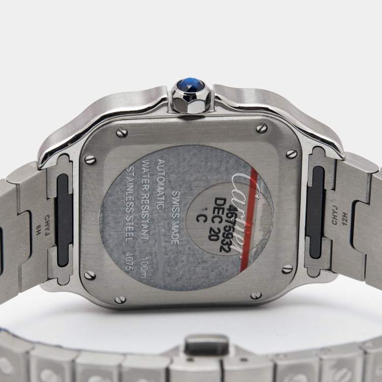 Pre Owned Cartier Silver Opaline Stainless Steel Santos WSSA0010 Women's Wristwatch 35.1 mm