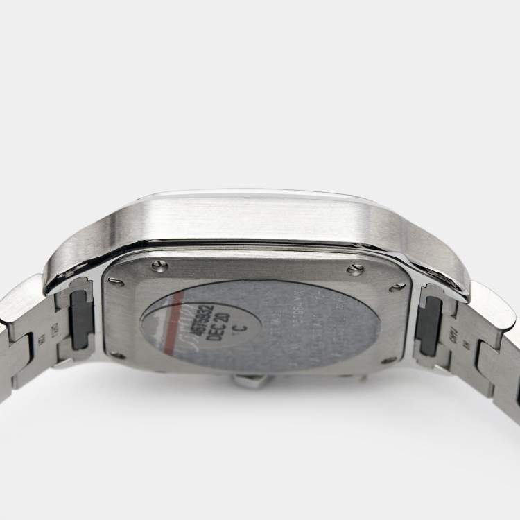 Pre Owned Cartier Silver Opaline Stainless Steel Santos WSSA0010 Women's Wristwatch 35.1 mm