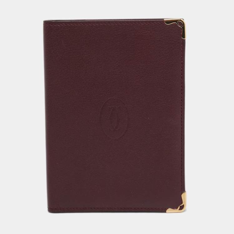 Pre Owned Cartier Burgundy Leather Must de Cartier Passport Holder
